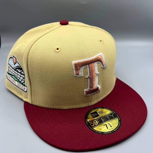 New Era Other - Texas‎ Ranger Hat Men 7 5/8 Beige Red 59Fifty New Era MLB Fitted Cap
